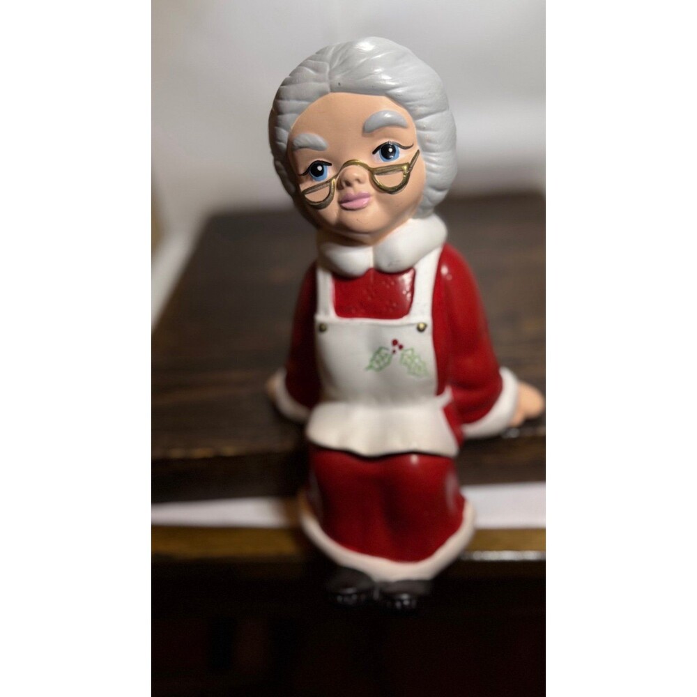 Vintage Handmade Bisque Ceramic painted Mrs Santa